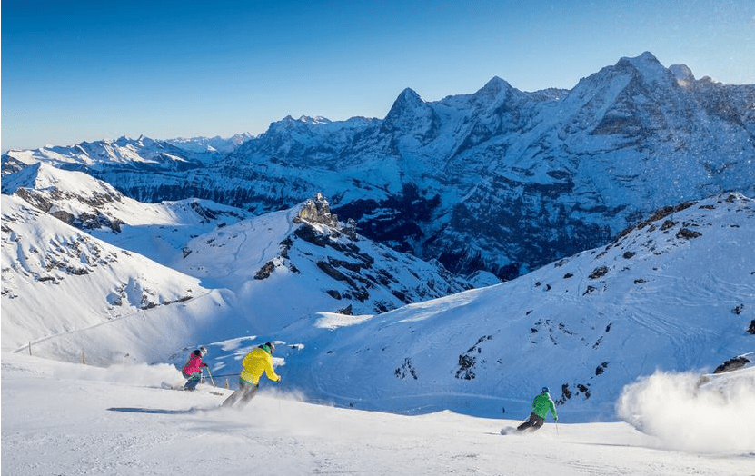 Skiing at Mount Schilthorn